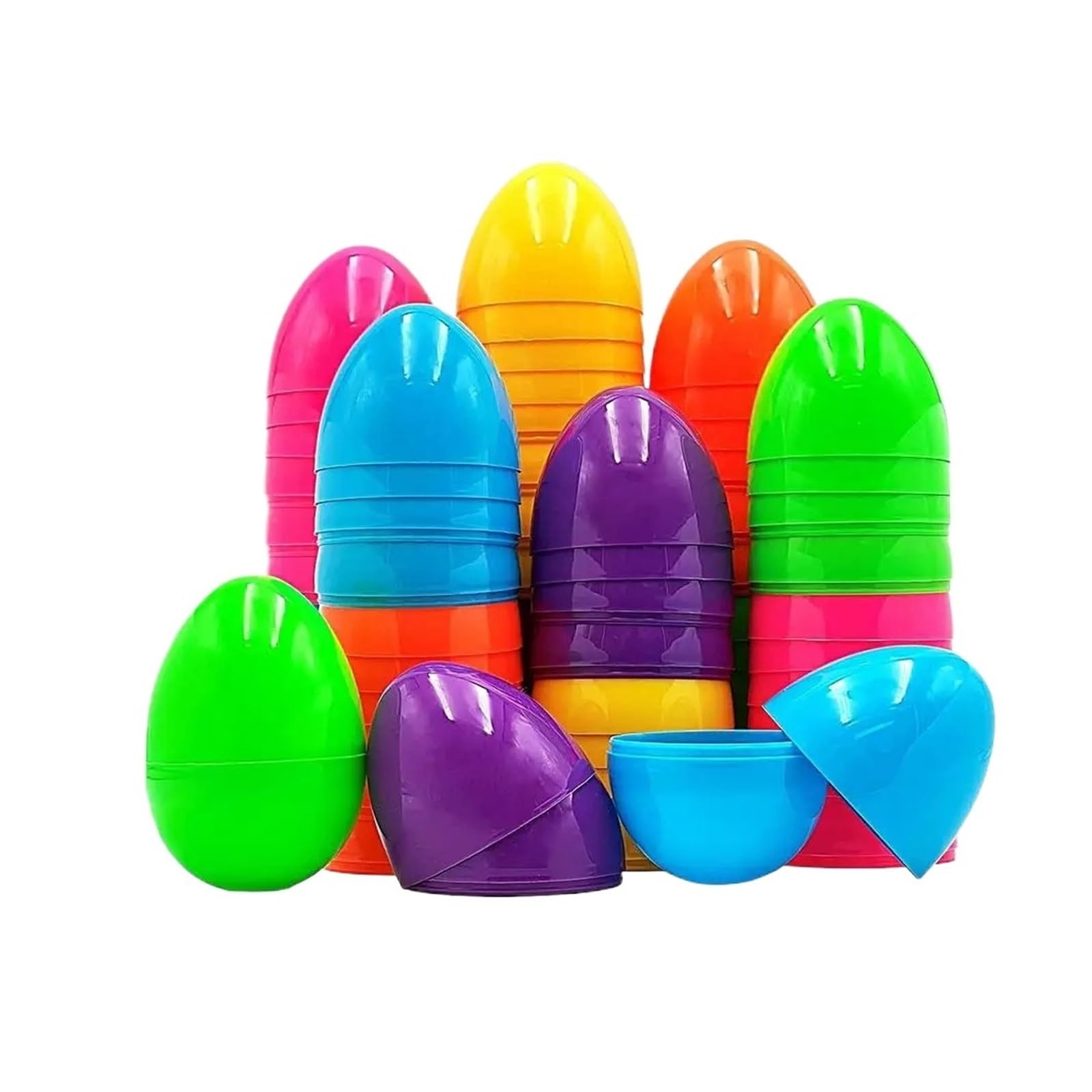 50 Pezzi di Uova Pasqua in Plastica Riempibili, Confezioni Regalo Colorate, Giochi Caccia for Feste, Forniture Artigianali Fai da Te per Feste