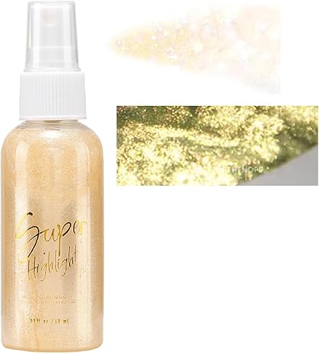 Spray de purpurina corporal, iluminador líquido hidratante de secado rápido, no pegajoso para mujer, rostro, cabello, cuerpo brillos maquillaje