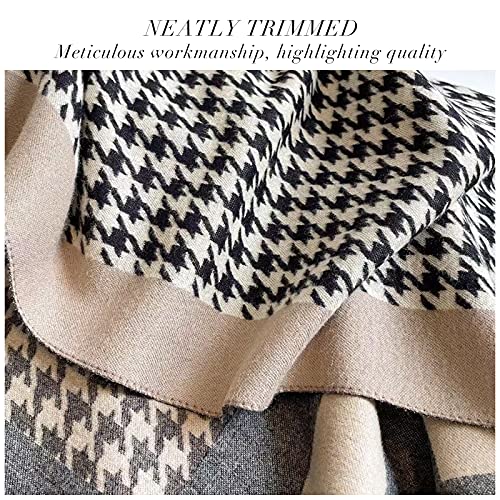Winter Cashmere Scarf Shawl For Women Classic Houndstooth Pashmina Scarves With Tassel Warm Soft Long Thickened Wrap4