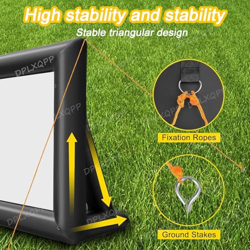 Pantalla Inflable Portátil para Proyector, Pantalla de Película al Aire Libre con Bolsa de Transporte y Soplador, Diseño Translúcido Doble Cara para Visualización Frontal y Trasera, Sin Arrugas, Perfecta para Picnics y Fiestas en la Piscina (14 ft) miniatura 5