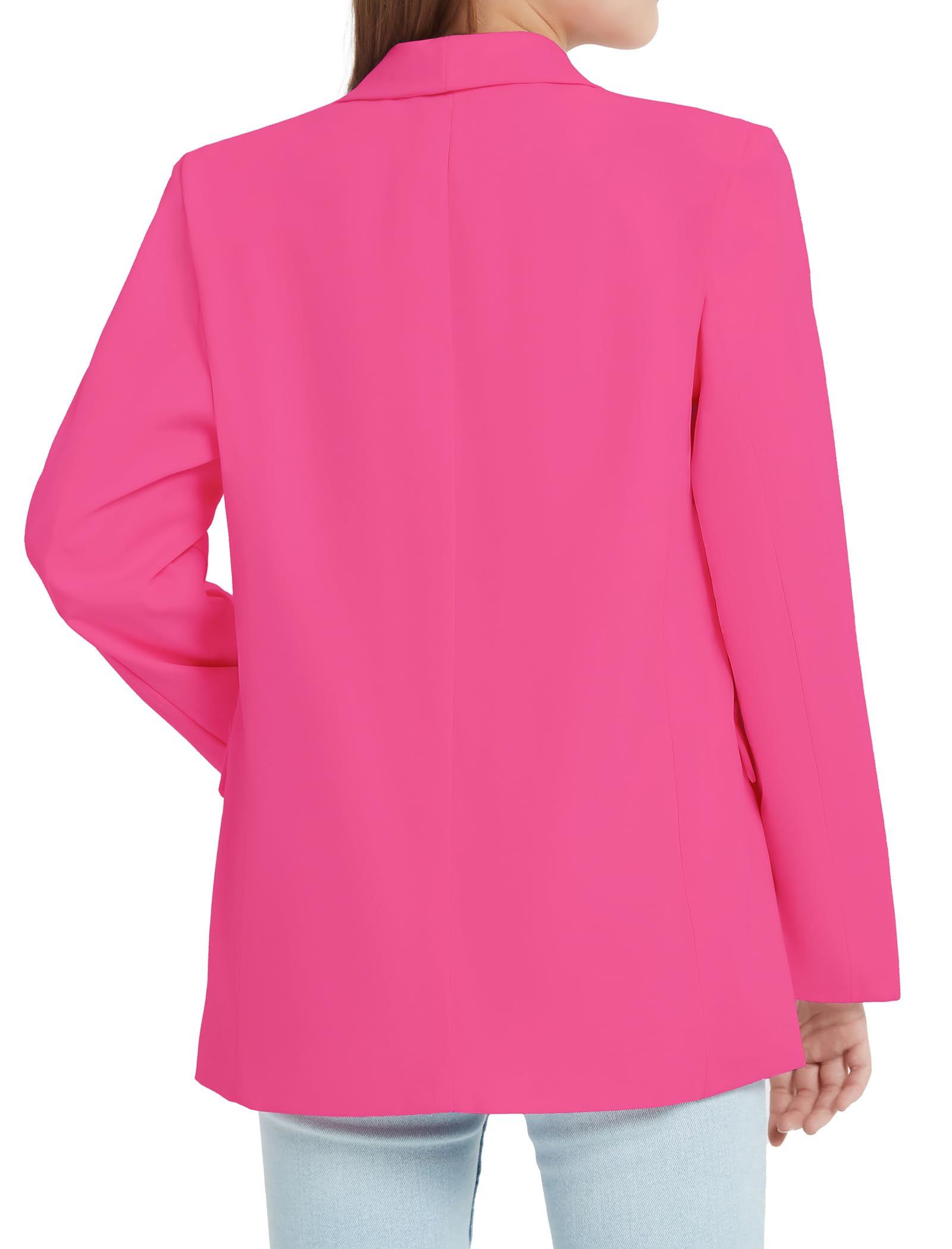 EXARUS Mädchen-Blazer-Jacke, Teenager-Anzug, langärmelig, Schalkragen, formelle Blazer, offene Vorderseite, Innentasche für Kinder von 6–12 Jahren