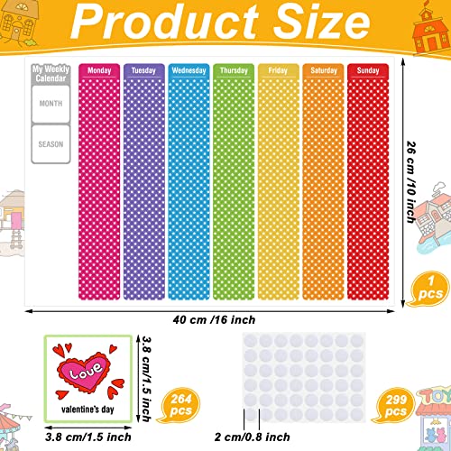 264 Piece Visual Schedule Cards - Daily Routine & Chore Chart for Autism, Toddlers & Kids - Wall Planner with Week Schedule & 299 Hook & Loop Dots - Image 4