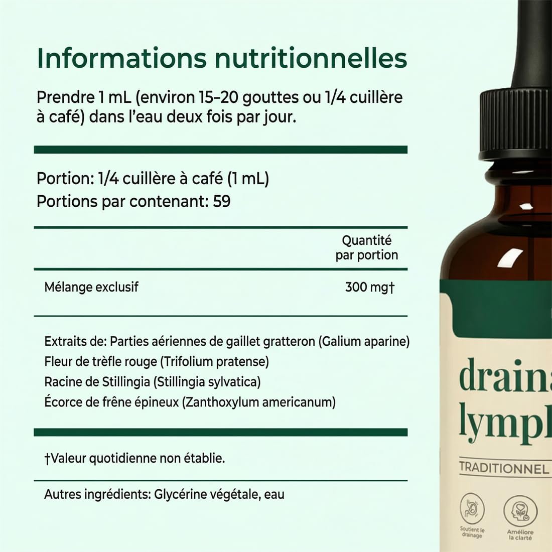 Gouttes Drainantes Lymphatiques – Détox Naturelle, Réduction Gonflements & Rétention d’Eau, Circulation Améliorée – Formule 100% Plantes