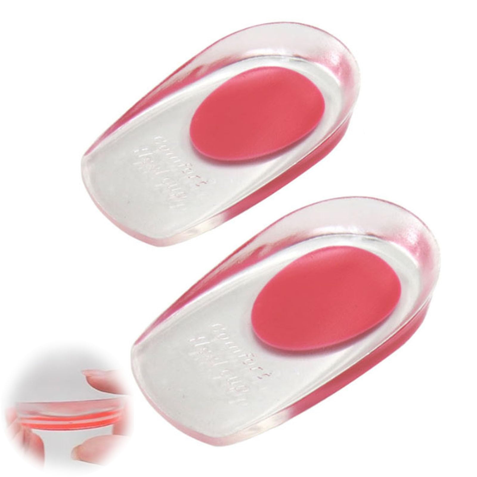 FsGrg ジェルシリコン かかとクッション 中敷き 左右セット 男女兼用 足底筋膜炎・アキレス腱炎対応 衝撃吸収でかかと痛み緩和 ウォーキング・立ち仕事に最適 シークレットインソール 1 足分 長時間立ちに適応 シークレットデザイン (ピンク, 21.5-24.5CM)