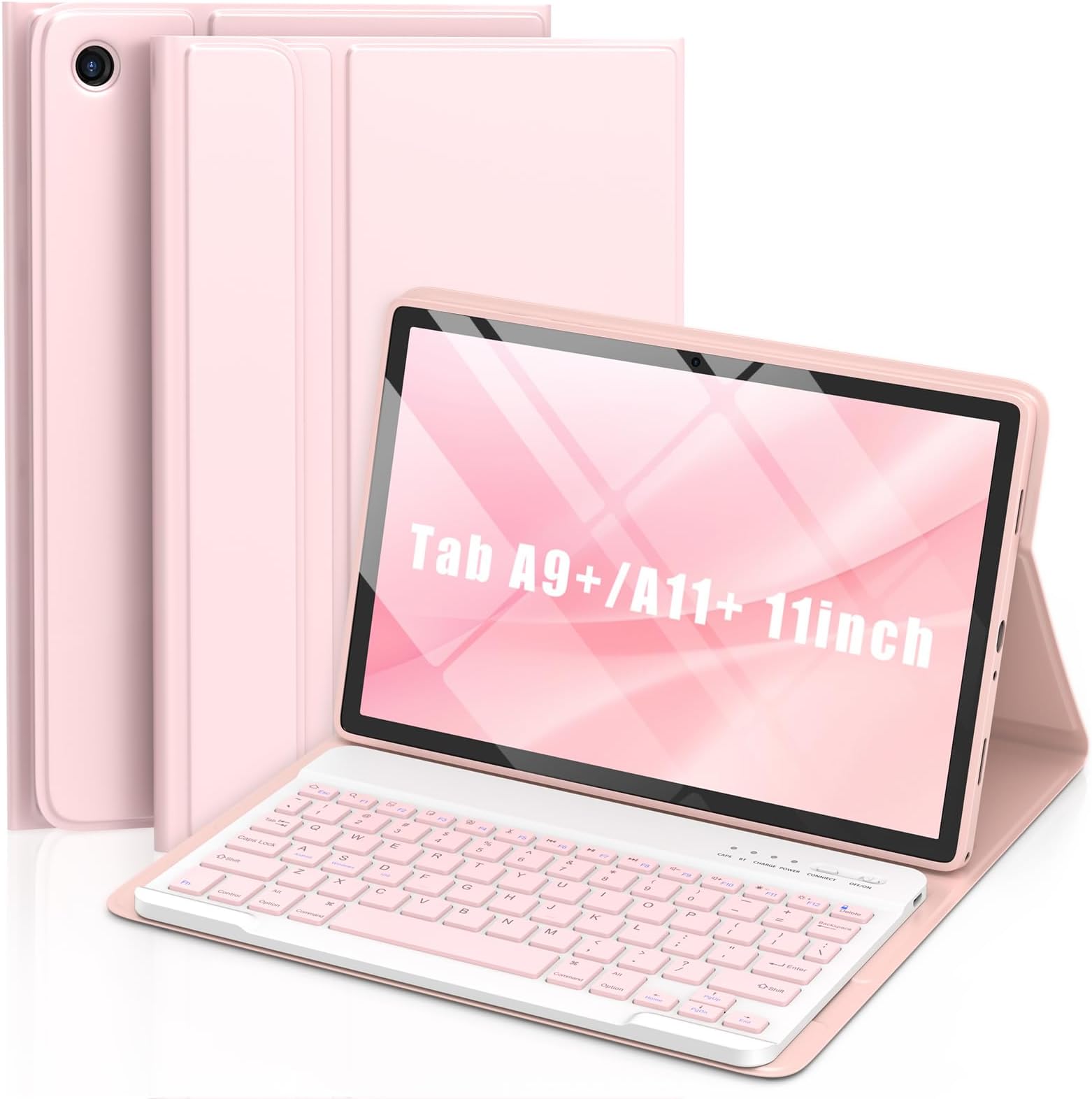 MMK Galaxy Tab A11 Case with Keyboard (11" 2025, SM-X230, SM-X236B), Compatible with Galaxy Tab A9 Plus Case with Keyboard (11" 2023), Wireless Detachable (Pink, Tab A9+/A11+ Plus - 11 Inch)