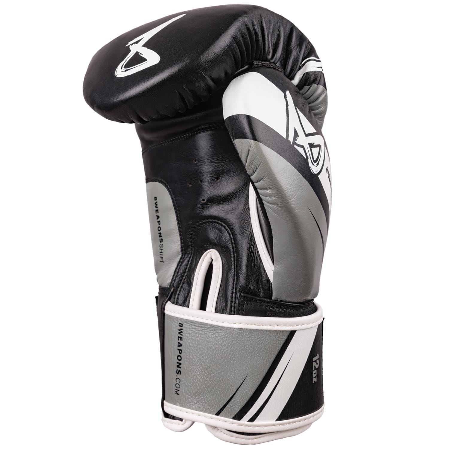 8 WEAPONS Boxhandschuhe Shift, Schwarz-weiß, Training, Sparring & Wettkampf, Leder, Perfekte Dämpfung & stabile Nähte, Handschuhe für Muay Thai, K1, Boxen, MMA und Kickboxen