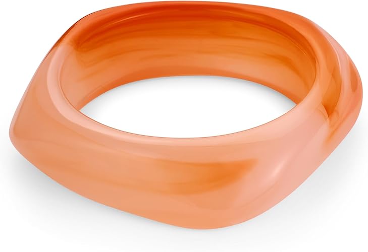 WOWORAMA Colorful Resin Acrylic Bangle Bracelets for Women Geometric Chunky Mottled Acetate Resin Bangles Wide Acrylic Plastic Bracelets Statement Jewelry