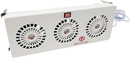 Beech Lane 12V Refrigerator Evaporator Fin Fan, Patent Pending, Three Fans Maximize Airflow, Attaches to Evaporator Fins, Prevents Ice Buildup, Wired Connection for Constant Power