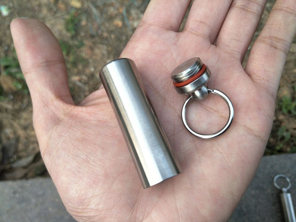 Stainless Steel Mini Waterproof Pill Case,Capsule Seal Case Holder Container for Outdoor Sports
