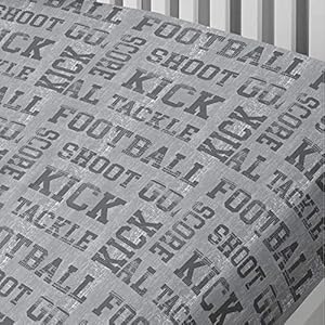 Bedlam - Voetbal - Hoeslaken voor Kinderen | Eenpersoonsbed Maat | Grijs & Geel Beddengoed