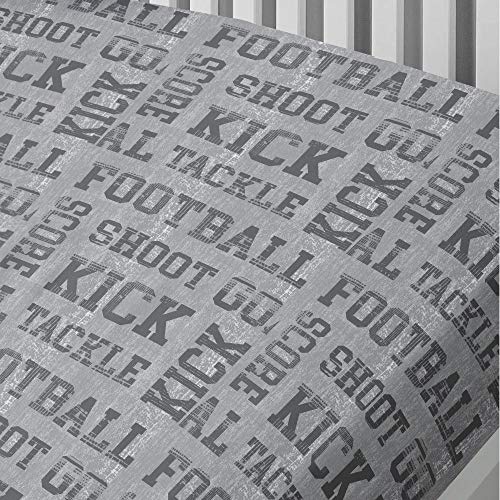 Bedlam - Football – Drap-Housse pour Enfant | Lit Simple | Literie Gris et Jaune