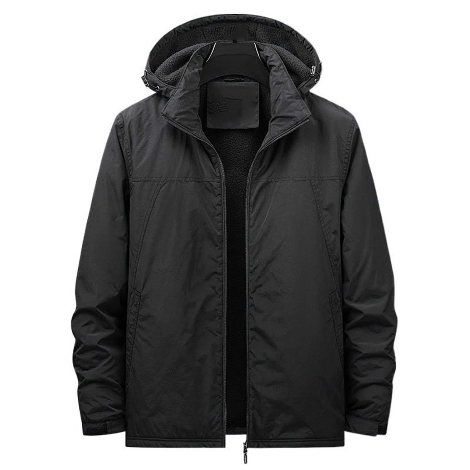 Męska Zimowa Kurtka Narciarska, Kurtka z Podszewką Polarową, Zewnętrzna Pogrubiona Kurtka Softshell, Wodoodporna, Wiatroszczelna Kurtka z Odpinanym Kapturem