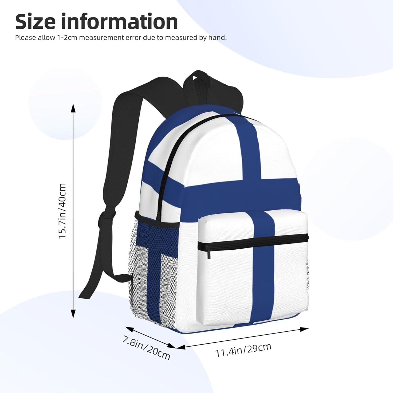 Finnish flag Backpack Large Sports Bag, Best for Basketball, Soccer, Volleyball, Swim, Gym, Travel