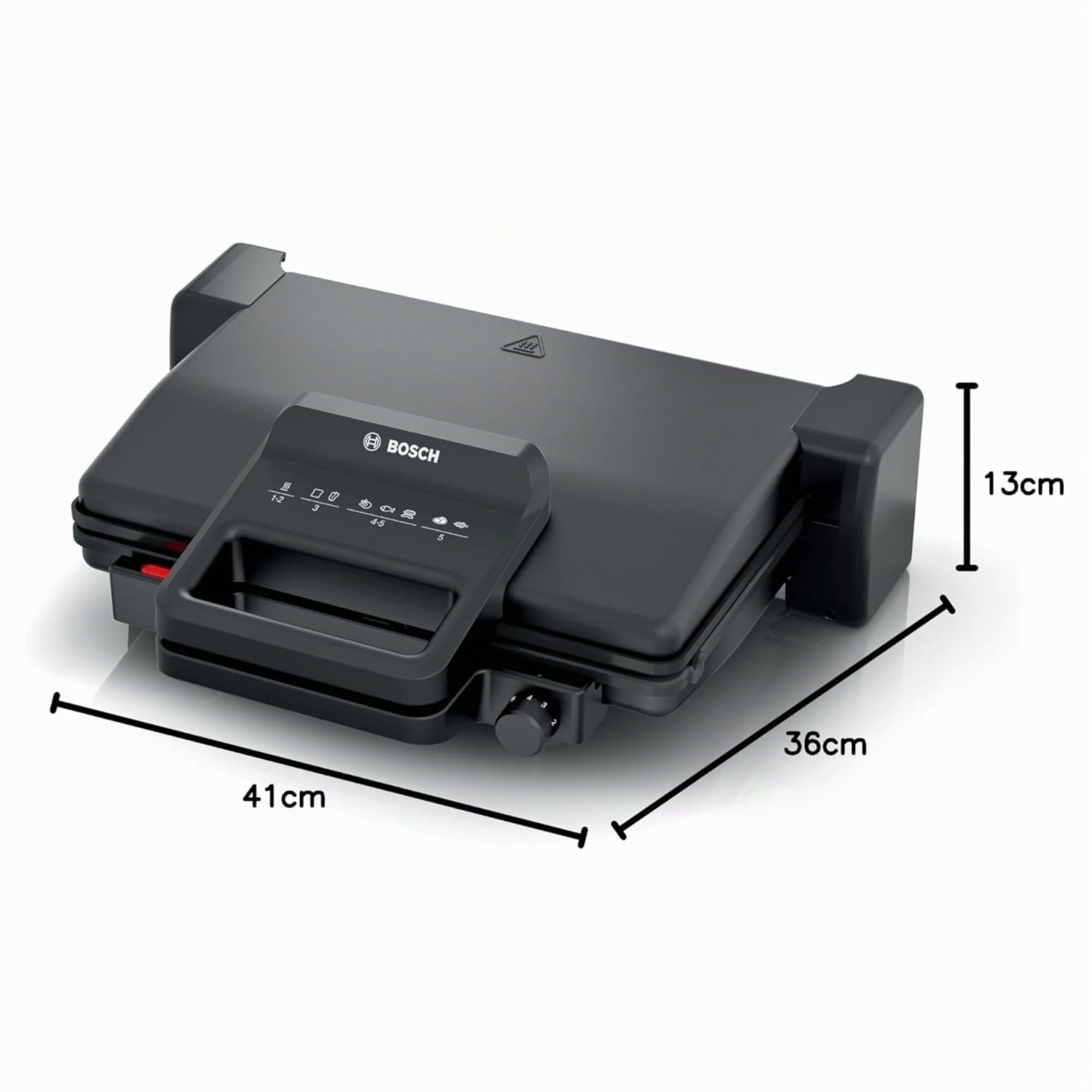 Bosch Grill, 2000 W, Termostato, Revestimiento cerámico, Negro, TCG3323