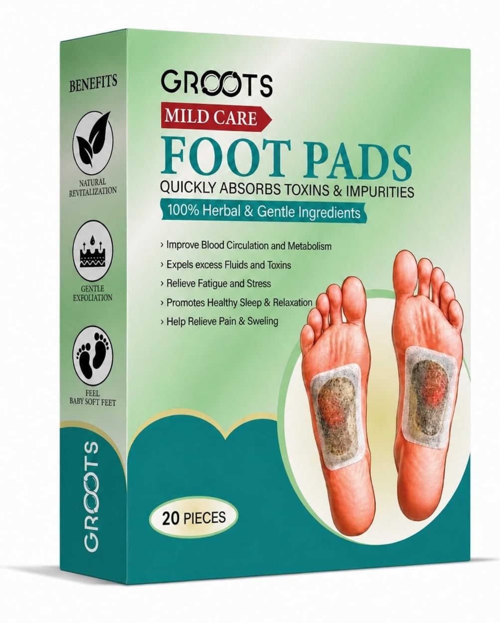 GROOTS Premium Foot pads, Foot Patches Stress Relief Patch Solution, Toxin Remover cleansing, Pain Relief,Weight Loss Sleep Patch for Detoxification, For Men & Women (1 BOXES = 10 Patches) (1 Box)-image-18