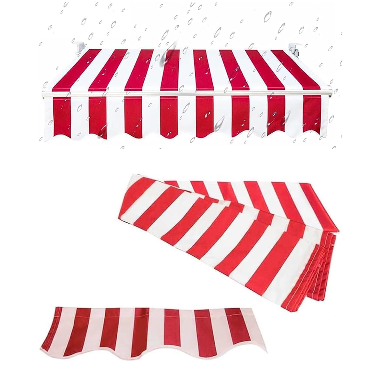 Retractable Patio Awning Replacement Fabric (Fabric Only), Patio Awning Fabric Replacement, Water-Resistant Polyester Replacement Canvas for Awnings, Deck, Balcony, Yard, Durable Polyester(Red,5x1.5m(