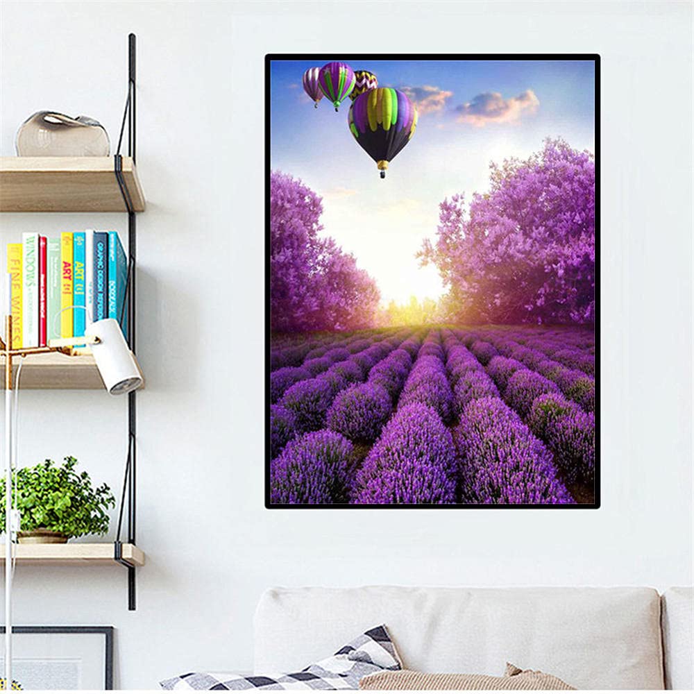 Diamant Malerei Lavendelfeld – 5D DIY Kit Für Kinder, 30x40 Cm, Mit Strasssteinen & Werkzeug