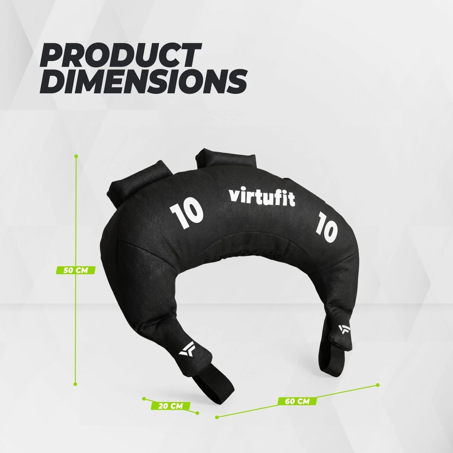 VirtuFit Bulgarian Bag 10 kg – torba fitness do treningu siłowego, treningu crossowego i treningu funkcjonalnego – worek treningowy z wieloma uchwytami