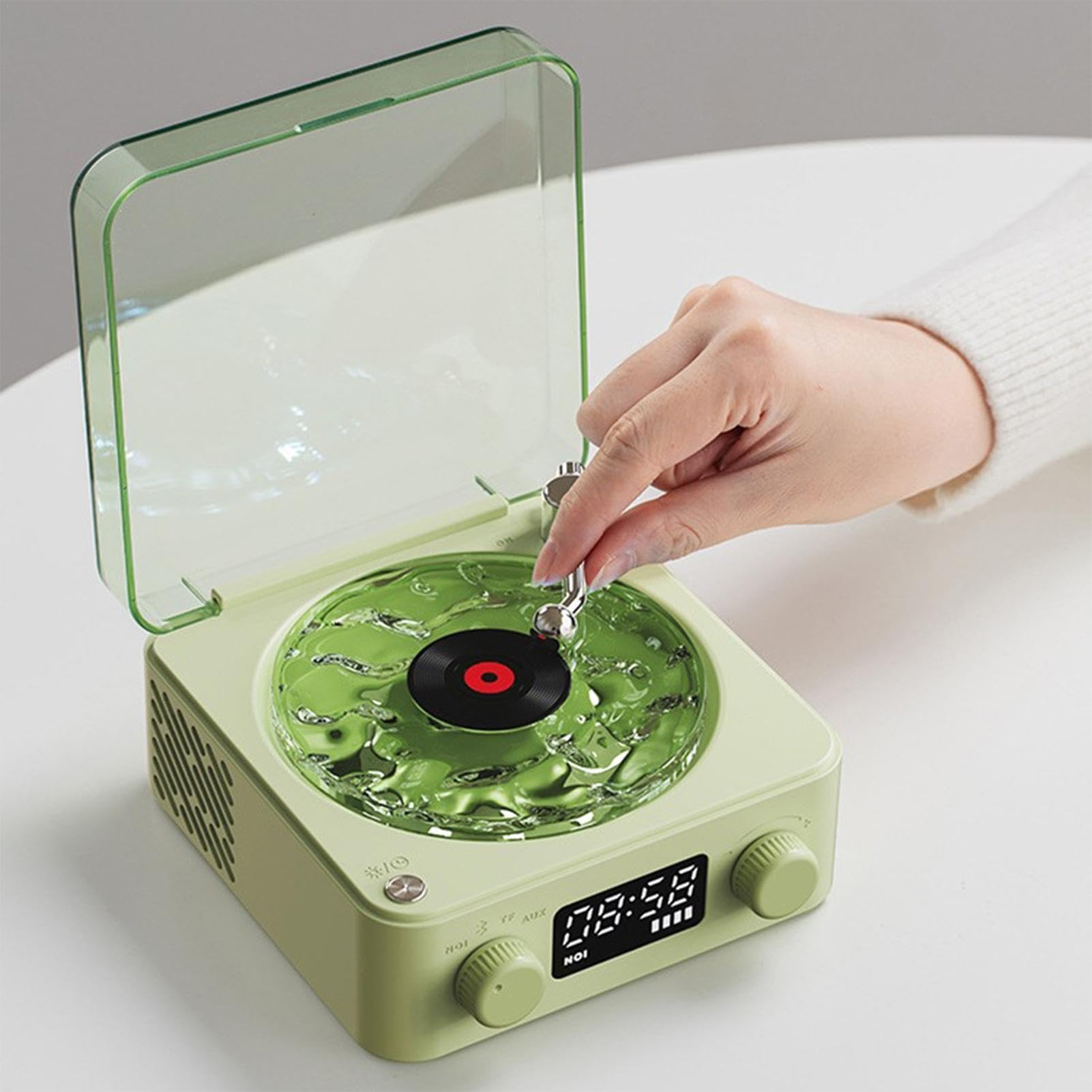 Giradischi Vintage - Giradischi in Vinile, Giradischi con illuminazione | regolabile Btt | Giradischi ABS trasparente con ad acqua dal design elegante, giradischi da 1500 ma con altoparlanti per