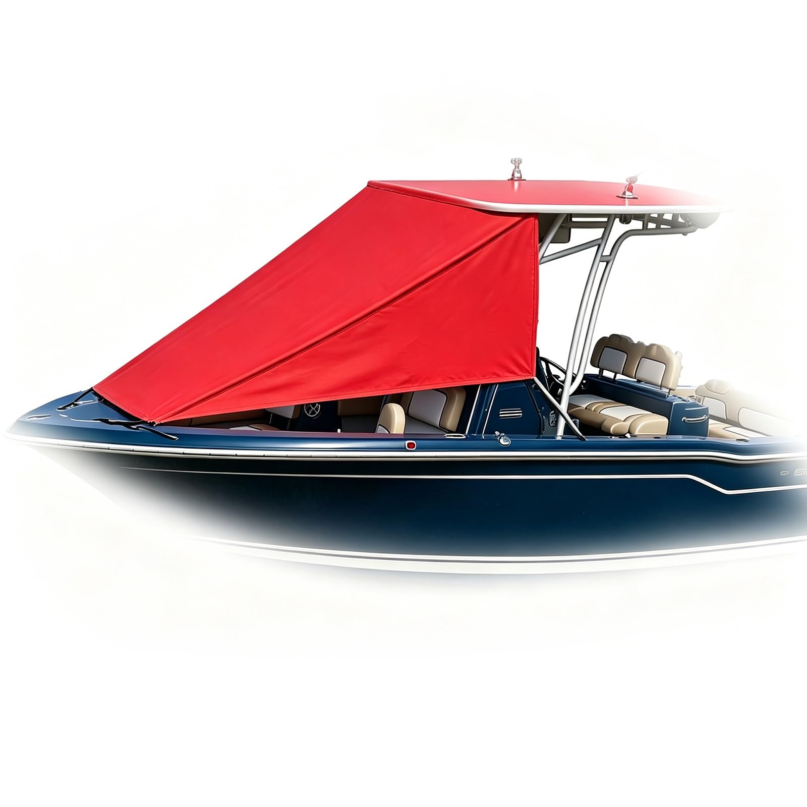 Adjustable T-Top Boat Bimini Top Shade Cover, Waterproof UV Protection Canopy, 7 Colors Optional, Universal Replacement Awning for Most Center Console Boats(Red,183x229cm)