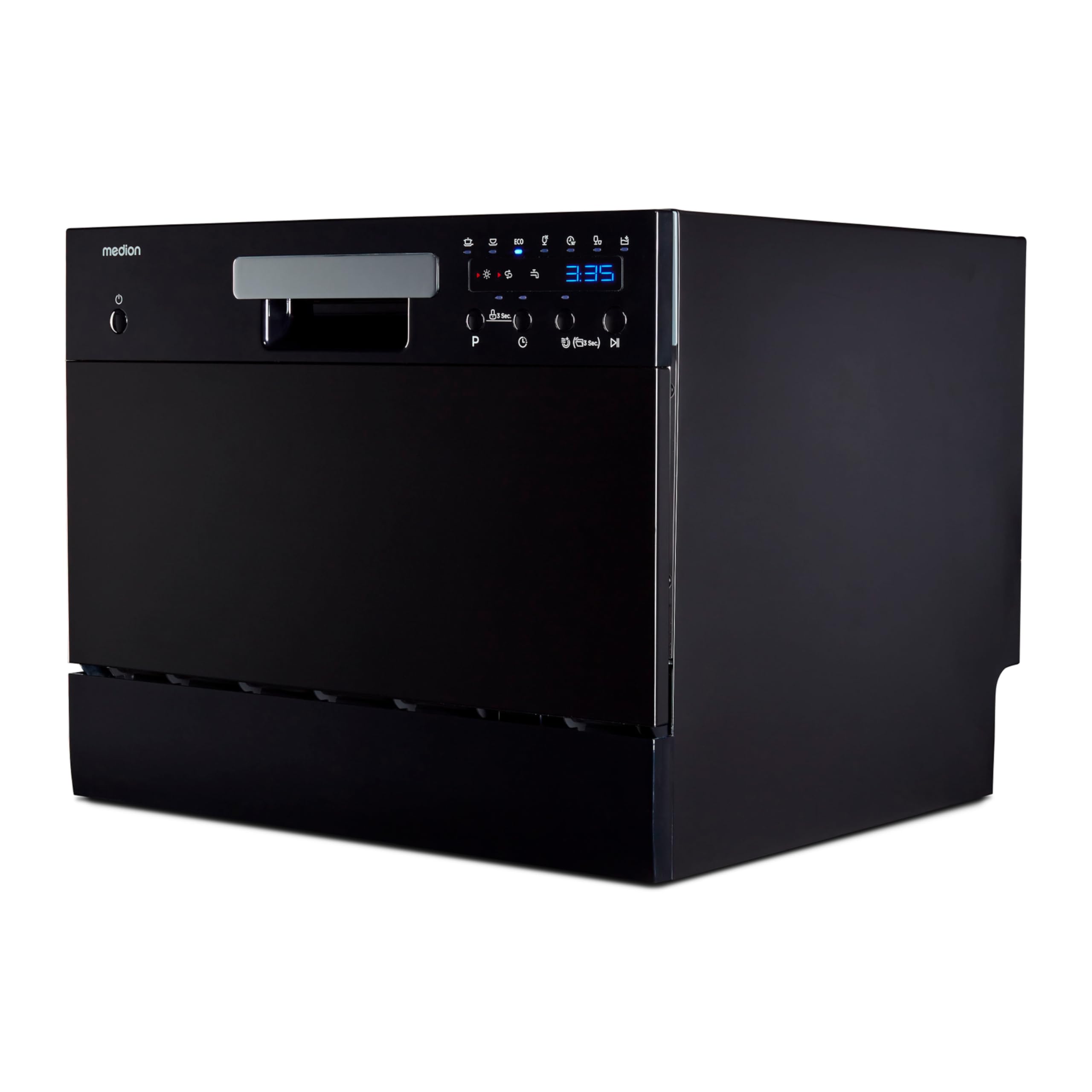 MEDION Tischgeschirrspüler DWT60 (6 Gedecke Fassungsvermögen, 7 Programme, ECO Programm, ca. 6,5 Liter Verbrauch, AquaStop, LED Display, Kindersicherung, MD37496) schwarz