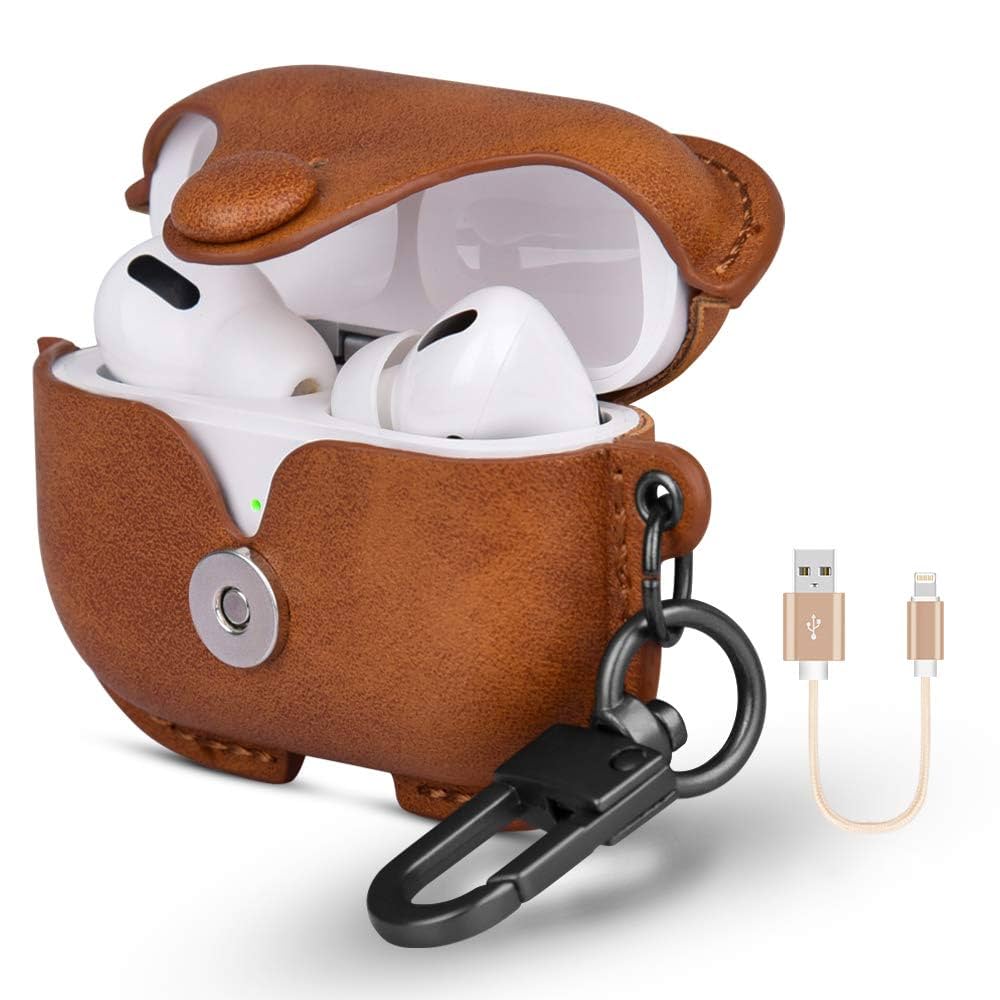 AirPods with Wireless Charging Case+革ケース Amazon.com: AirPods Leather Case, ICARER Genuine Leather