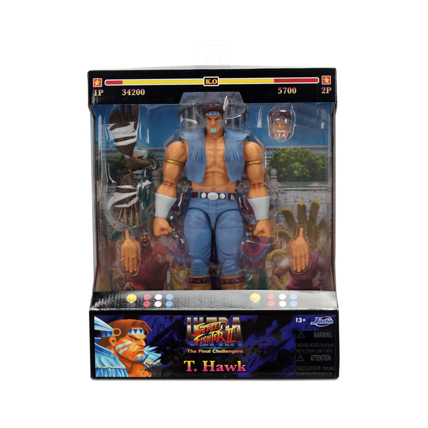 Jada Street Fighter II Figur T. Hawk, 17 cm, mit austauschbarem Zubehör, Sammelfigur Capcom, ab 13 Jahren (9335739314R00)