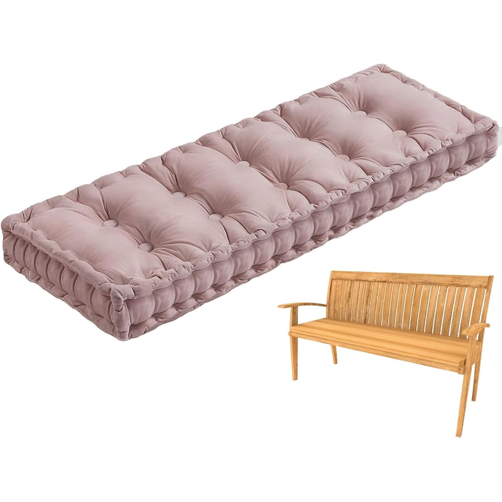 Cuscino per panca da esterno in morbido velluto, con manico, 10 cm di spessore, 40 x 40 cm, colore rosa, perfetto per mobili da giardino, patio, uso interno, altalena, comodo tappetino per seduta.