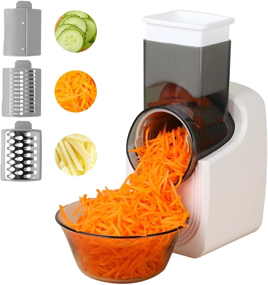 電動ベジタブルスライサー｜COK-YK55A-W 08-3838｜通販ならオーム電機ダイレクト Hlsicnalm(ヘルシンキ) 電動チーズおろし器、多機能電動スライサー、野菜スライサー、サラダメーカー、キッチン用フードプロセッ