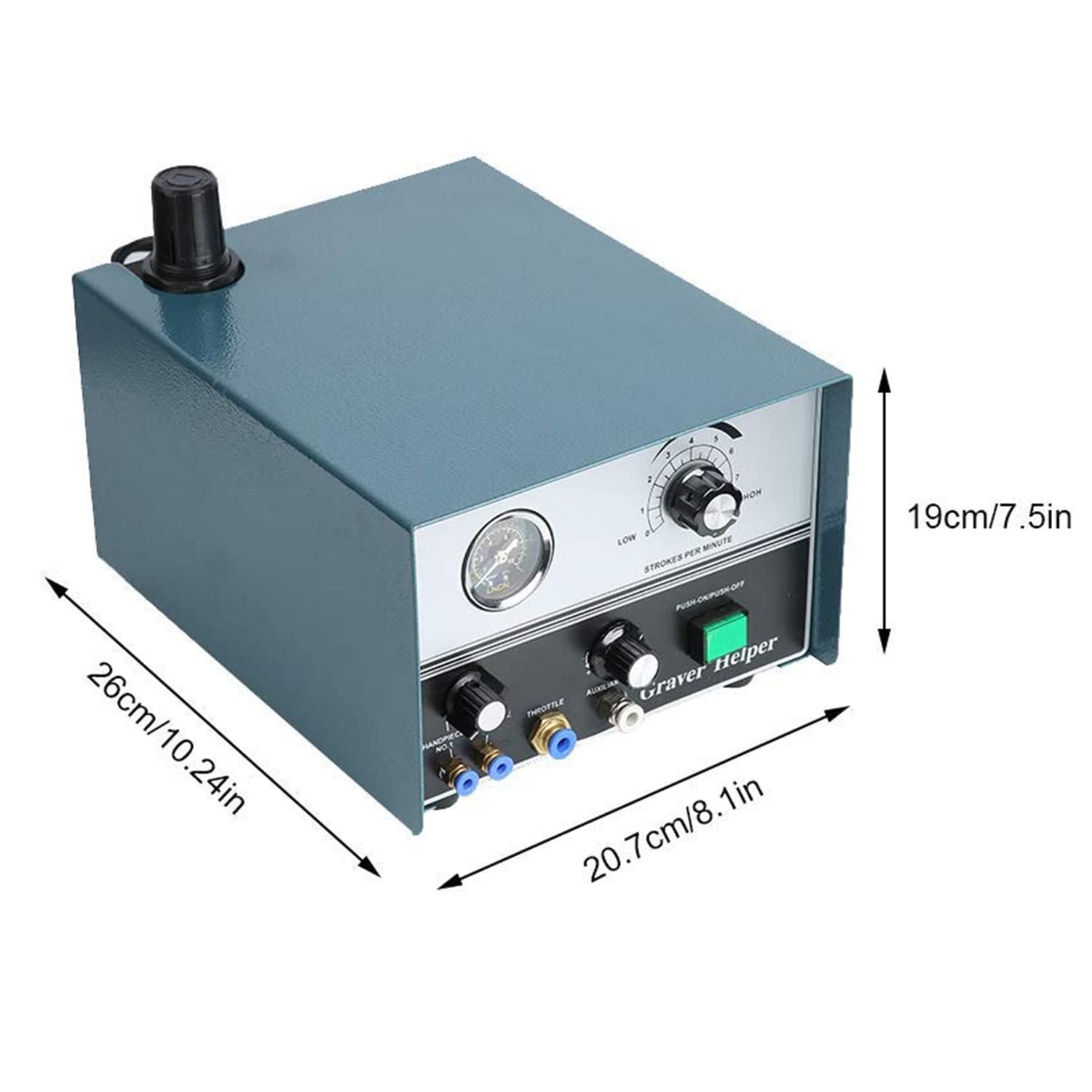 Pneumatische Graviermaschin 100-4000rpm/min Schmuck Gaviermaschine 60W Doppelseitige Schmuckstecher 110V/220 V Double Ended Drehgriff Gravieren mit Fußschalterpedal,220V