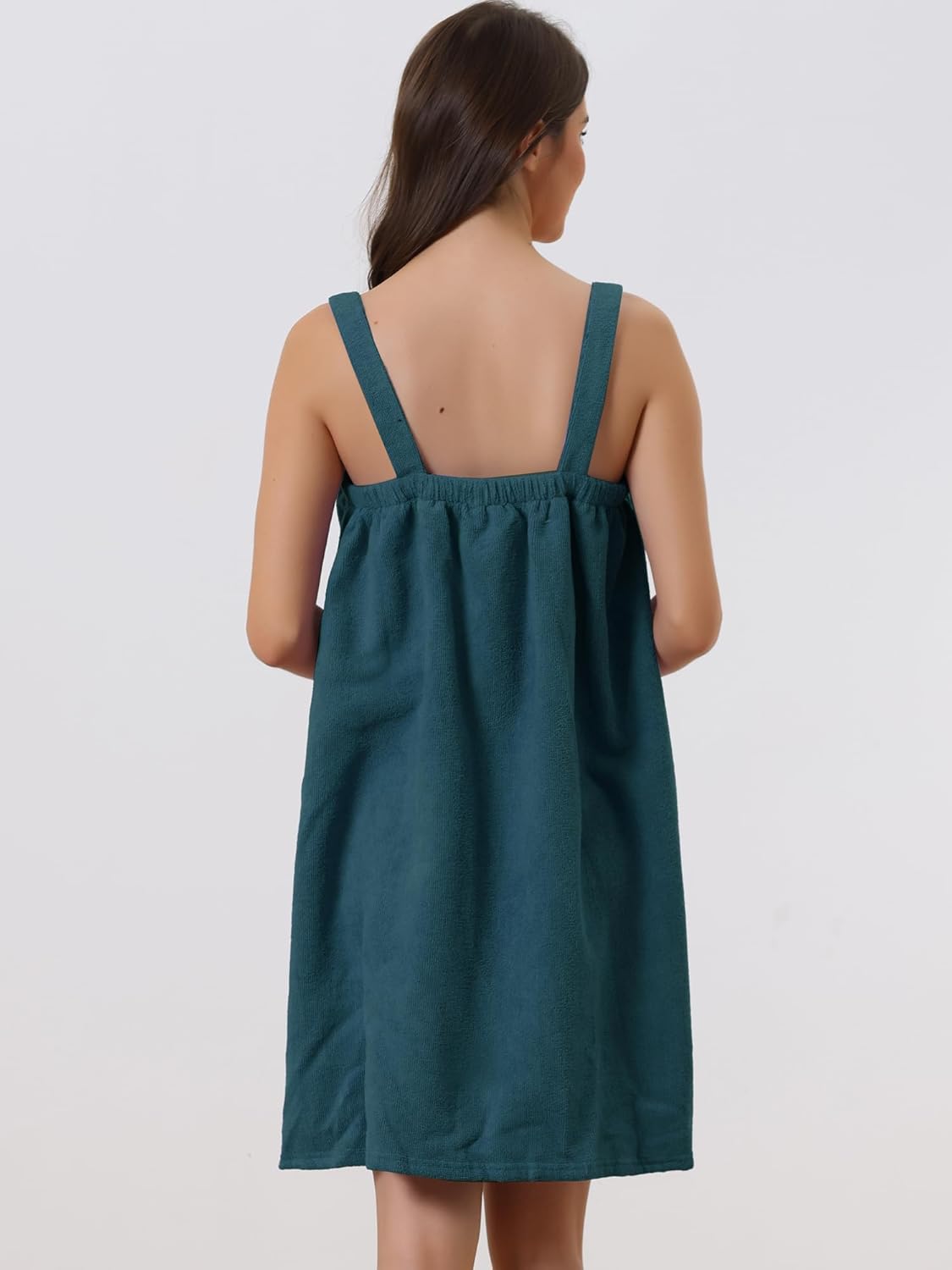 cheibear Womens Towel Dress Terry Wrap Bathrobe Spa Towelling Robe with Strap for Gym Shower Bath