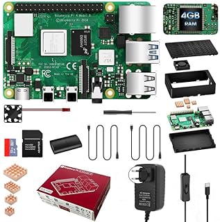 RasTech Raspberry Pi 4 4Go Starter Kit Raspi 4 Modèle B 4GB RAM avec 32GO Carte SD 4 Cuivre Dissipateurs Thermique 2 Câble...