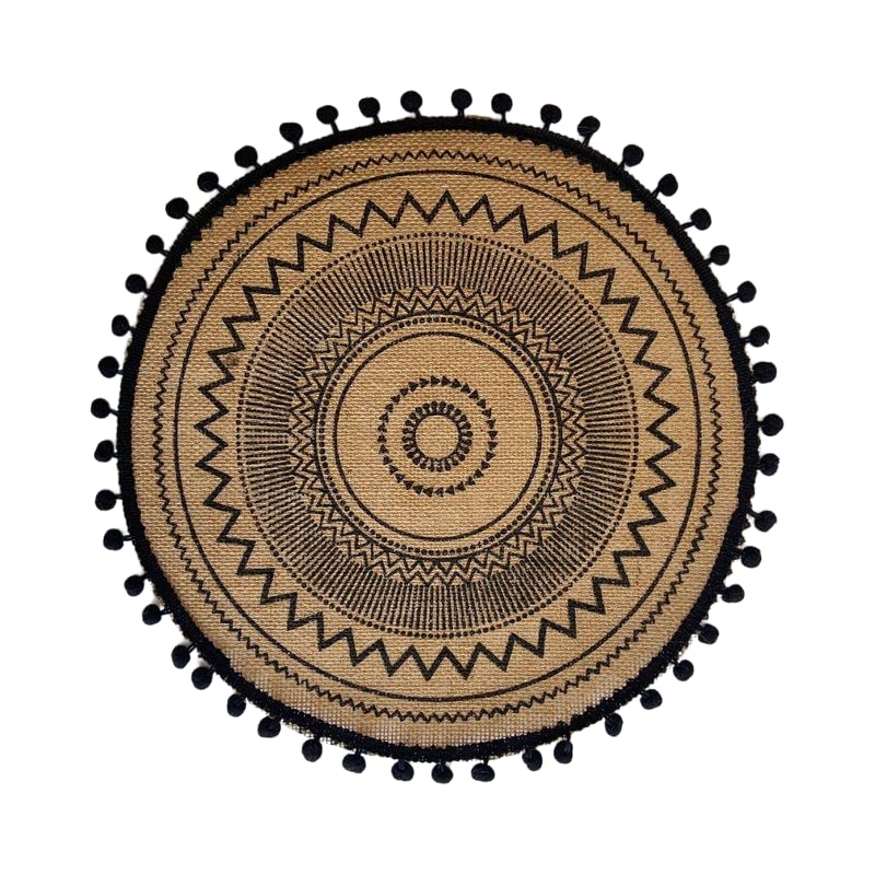 6Pcs Coasters for Drinks - Stylish Handmade Braided Woven Drink Coasters 100% Cotton Super Absorbent Heat Resistant Round Coasters Great Housewarming Gift(Moorish black 3)