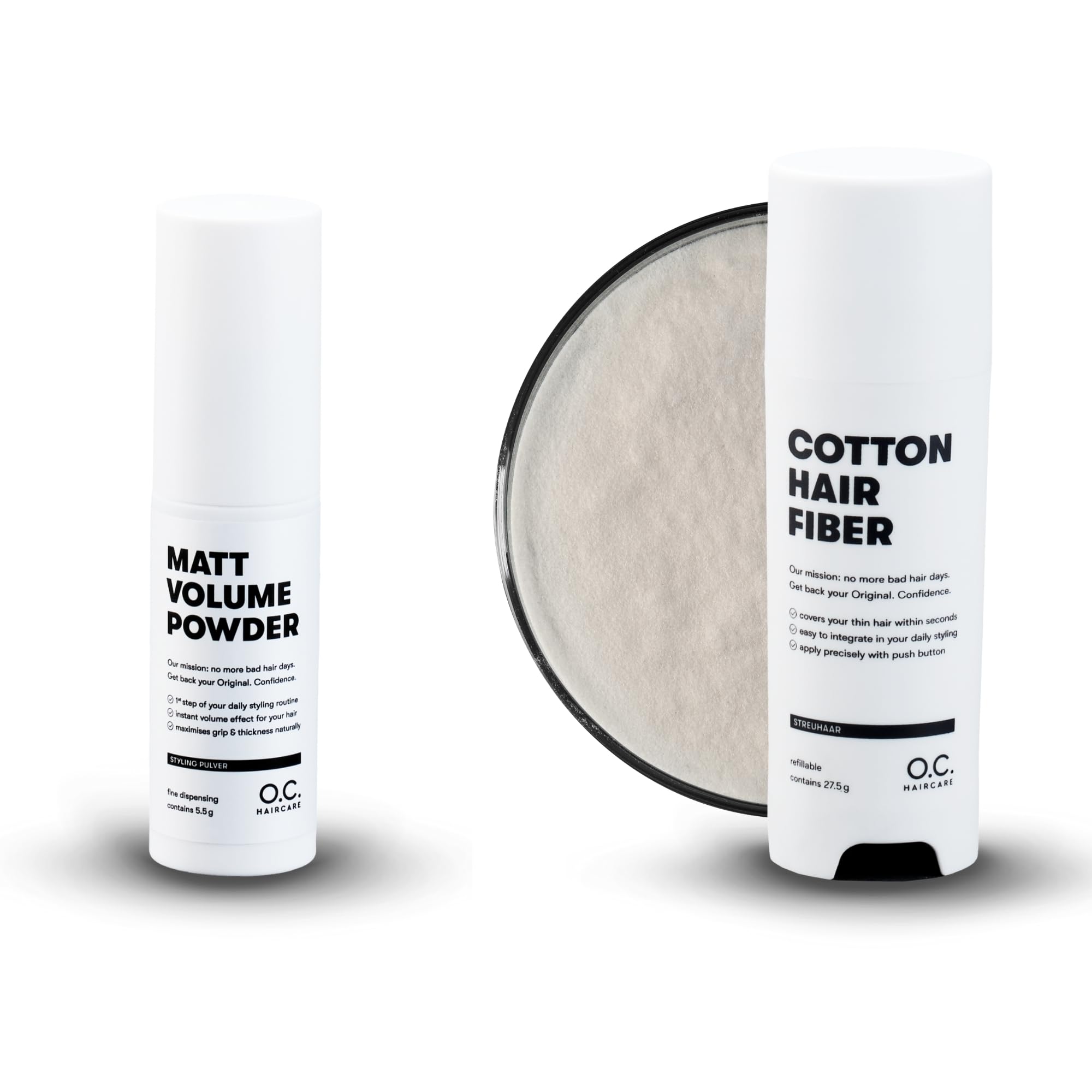 O.C. HAIRCARE Streuhaar Starter Set zur Haarverdichtung - für Scheitel, kahle Stellen am Ober- und Hinterkopf - von führenden Salons empfohlen - 11 Farben - widerstandsfähige Streuhaare
