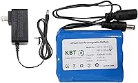 Vista 1 de KBT Batería Recargable de Iones de Litio de 12V 1200mAh, Conector Macho DC5521 de 12 Voltios, Paquete de Batería de Repuesto con Cargador Compatible