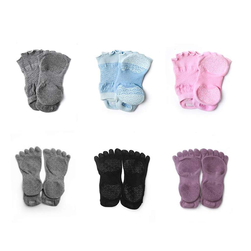 Calcetines de yoga para mujer, de algodón, suela antideslizante, forro de entrenamiento, color gris, talla M