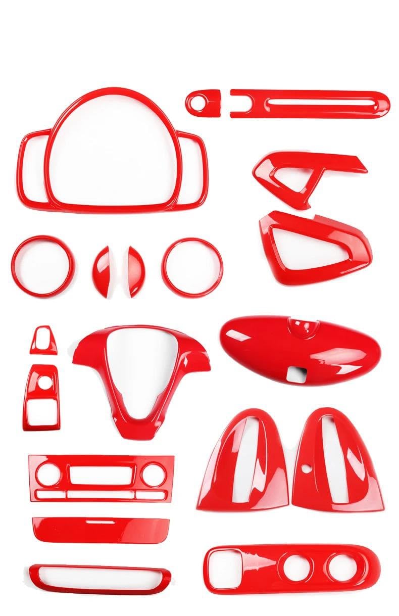 SKINII Interior Decorative per Mercedes per Smart per Fortwo 451 Adesivi Decorativi Protettivi Interni Rossi per Auto in Plastica ABS Auto Interterior Accessori(Center Console 3pcs 9)