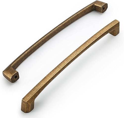 Miniatura 9 de Amerdeco Paquete de 10 tiradores de latón cepillado para armarios de 3 pulgadas (2.992 in) con agujeros centrales, manijas de gabinetes de cocina,
