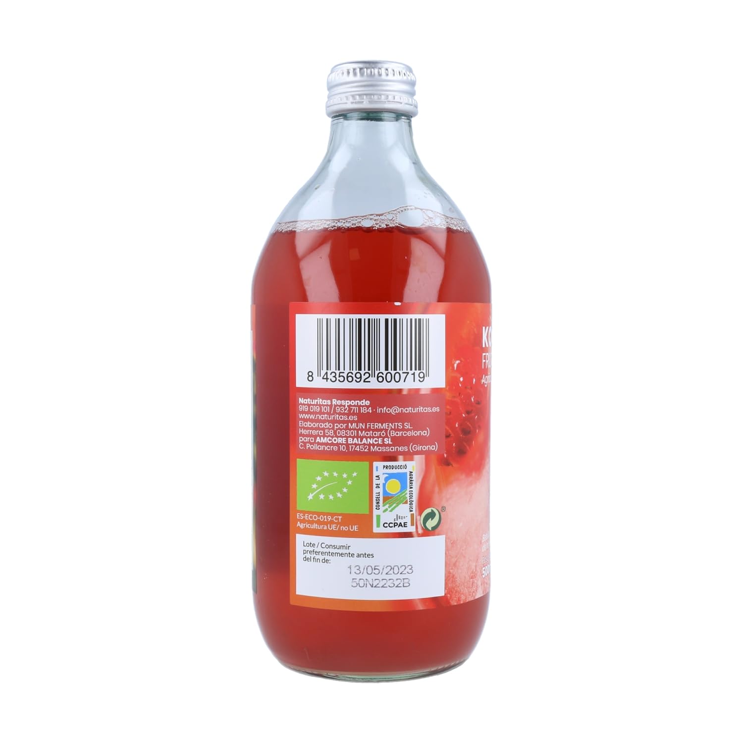 Kombucha ai Frutti Rossi Bio 500ml Naturitas Essentials | Bevanda frizzante rinfrescante | Aiuta la digestione e il sistema immunitario | Senza glutine