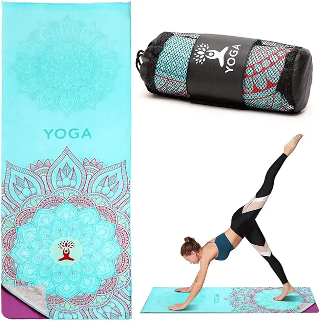 RANJIMA Non-Slip Yoga Towel | Quick-Dry Microfibre Mat for Pilates & Hot Yoga