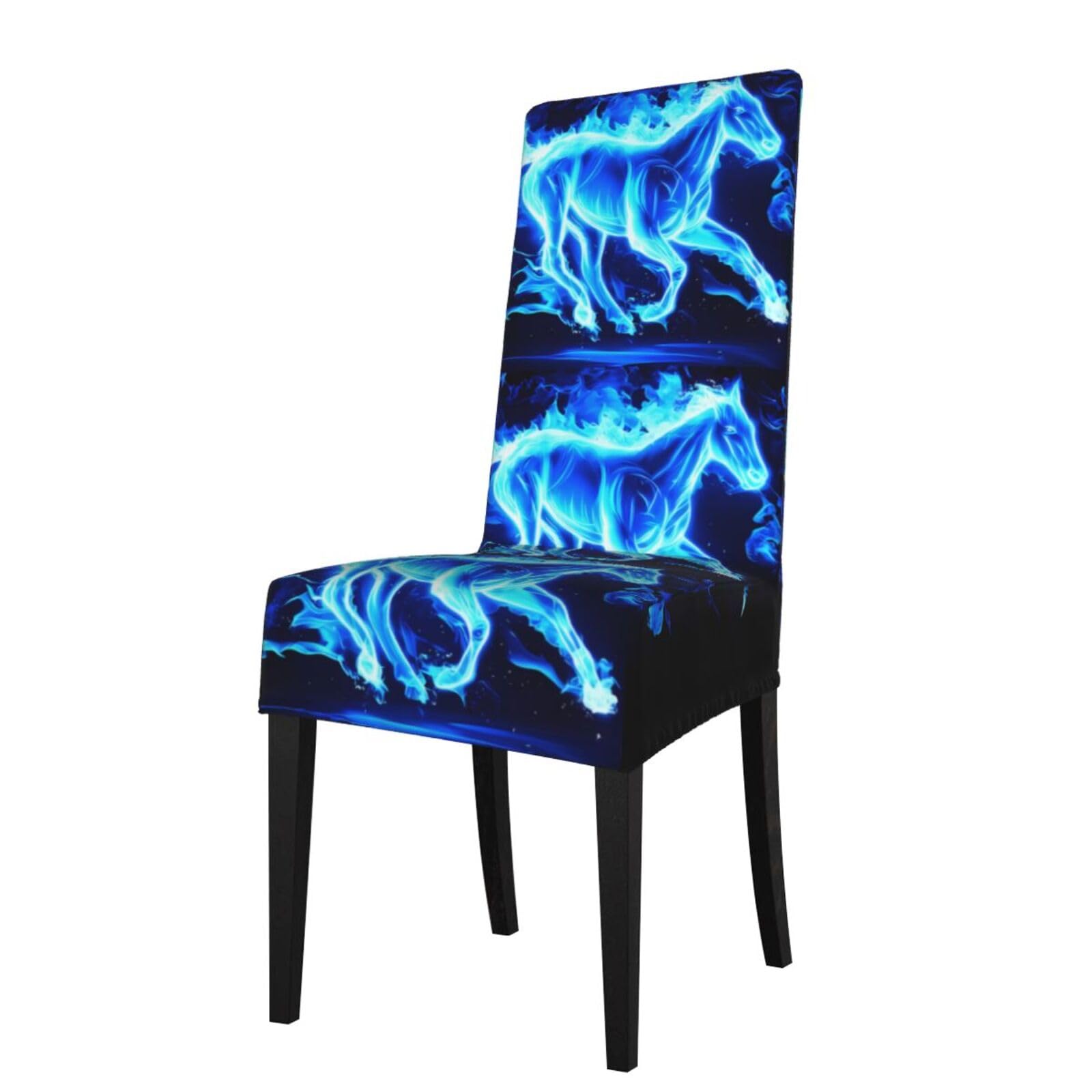 Yyhwhjde Black Glowing Horse Prints Dining Chair Throw Covers - Stretchable Spandex Slipcovers For Chair Protection & Refreshing Your Dining Room