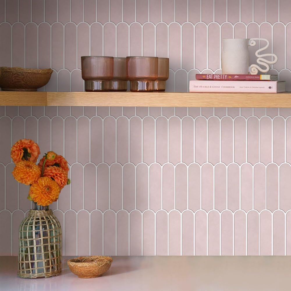 COMATICKC Piastrelle Adesive per Cucina, 10 Pezzi 30x30 cm, PVC Rosa Paraschizzi Cucina Mattonelle Adesive Bagno Soggiorno - Pannelli 3D Decorativi, Facili da Installare Stacca & Attacca
