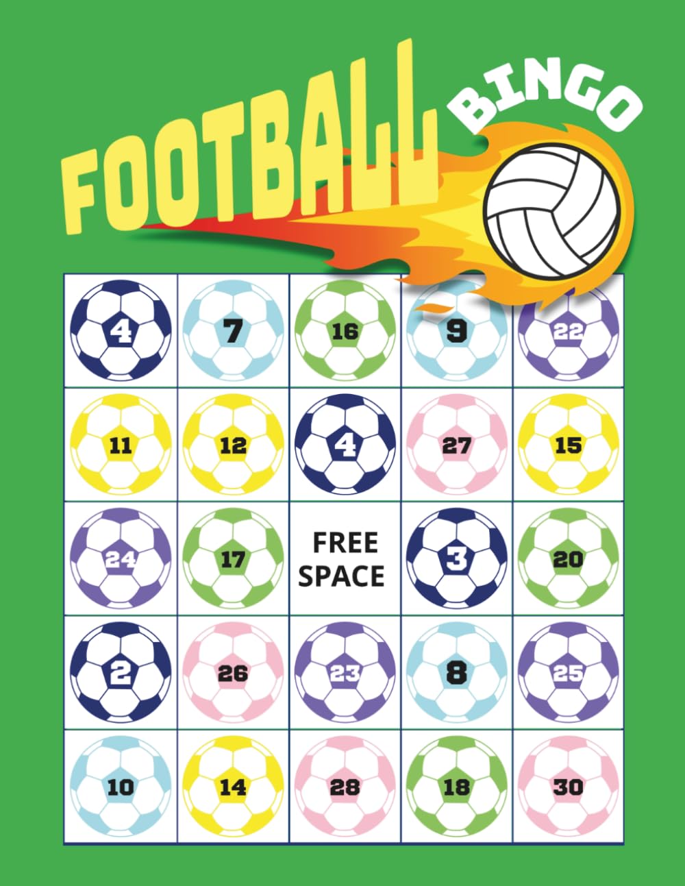 Football Bingo: 32-Player World Cup Themed Party Games for Parties, Bingo game birthday, Tailgates, BBQ’s and Youth Sports Events