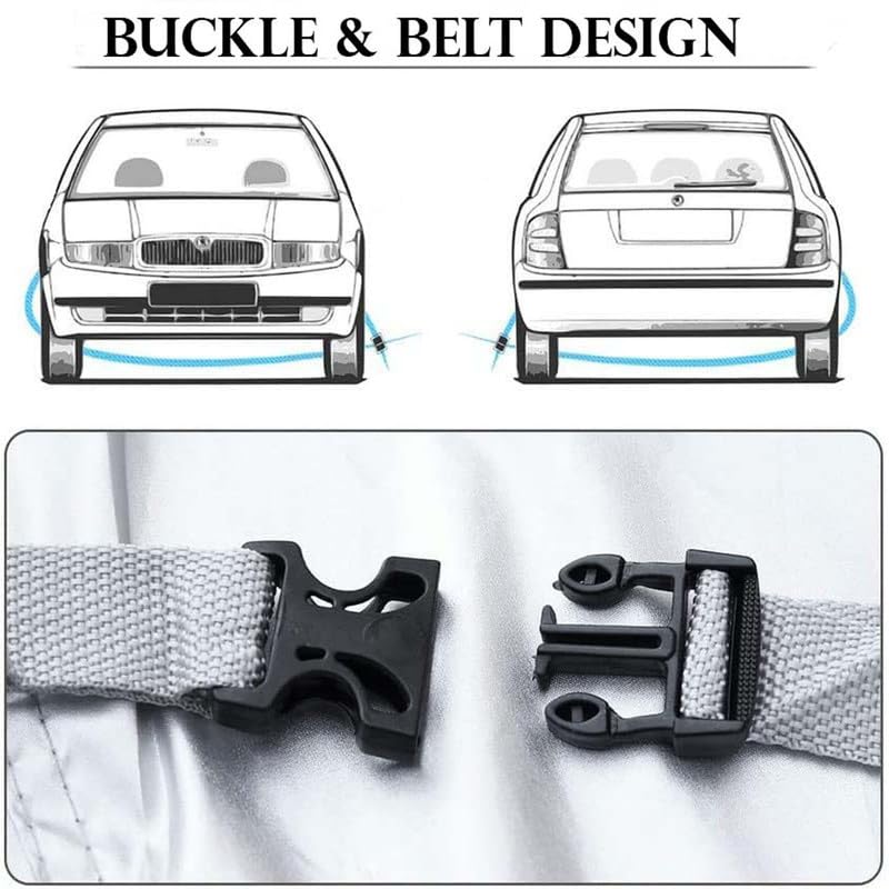 Image of Car Body Cover Compatible with Maruti Suzuki 800 |Model 1997 |Water Resistant |Without Mirror Pocket|Triple Stitched Fully Elastic,All-Weather Protection Silver