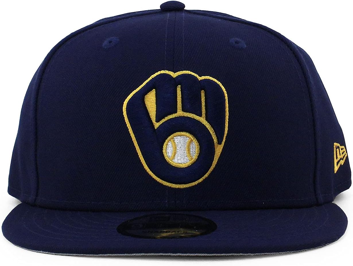 New Era Milwaukee Brewers 9Fifty Snapback Hat | Brewers Basic Snap Back Cap Old School Brewers Navy