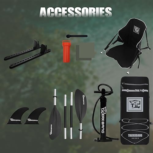 Miniatura 3 de Kayak inflable con asiento desmontable, 12.6 x 40 x 10.6 pulgadas (bomba de mano, paleta de aluminio, mochila y base multifuncional), barco de kayak