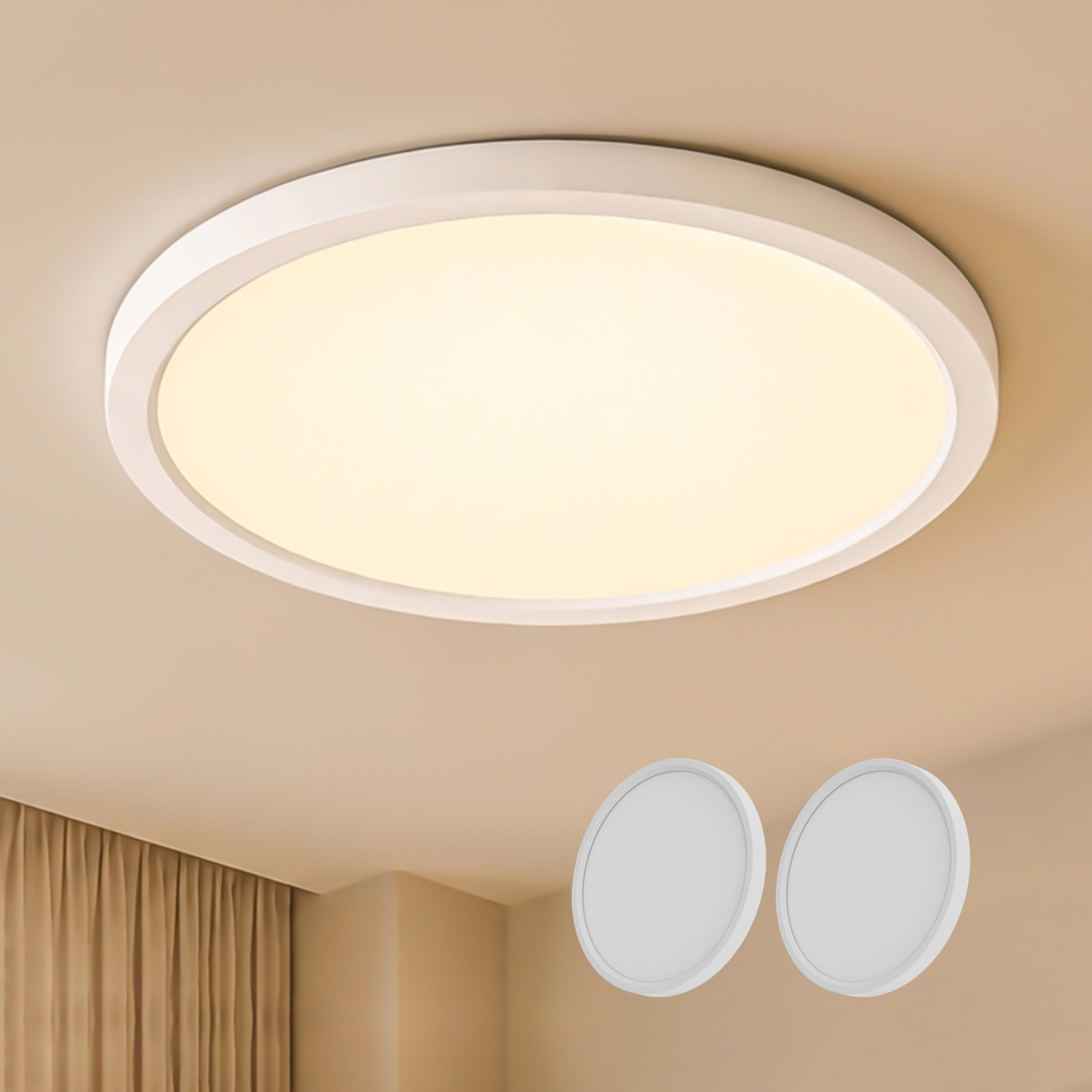 LQWELL LED Deckenleuchte Ultra Dünn Weiß 22cm 18W 4000K 2er Pack