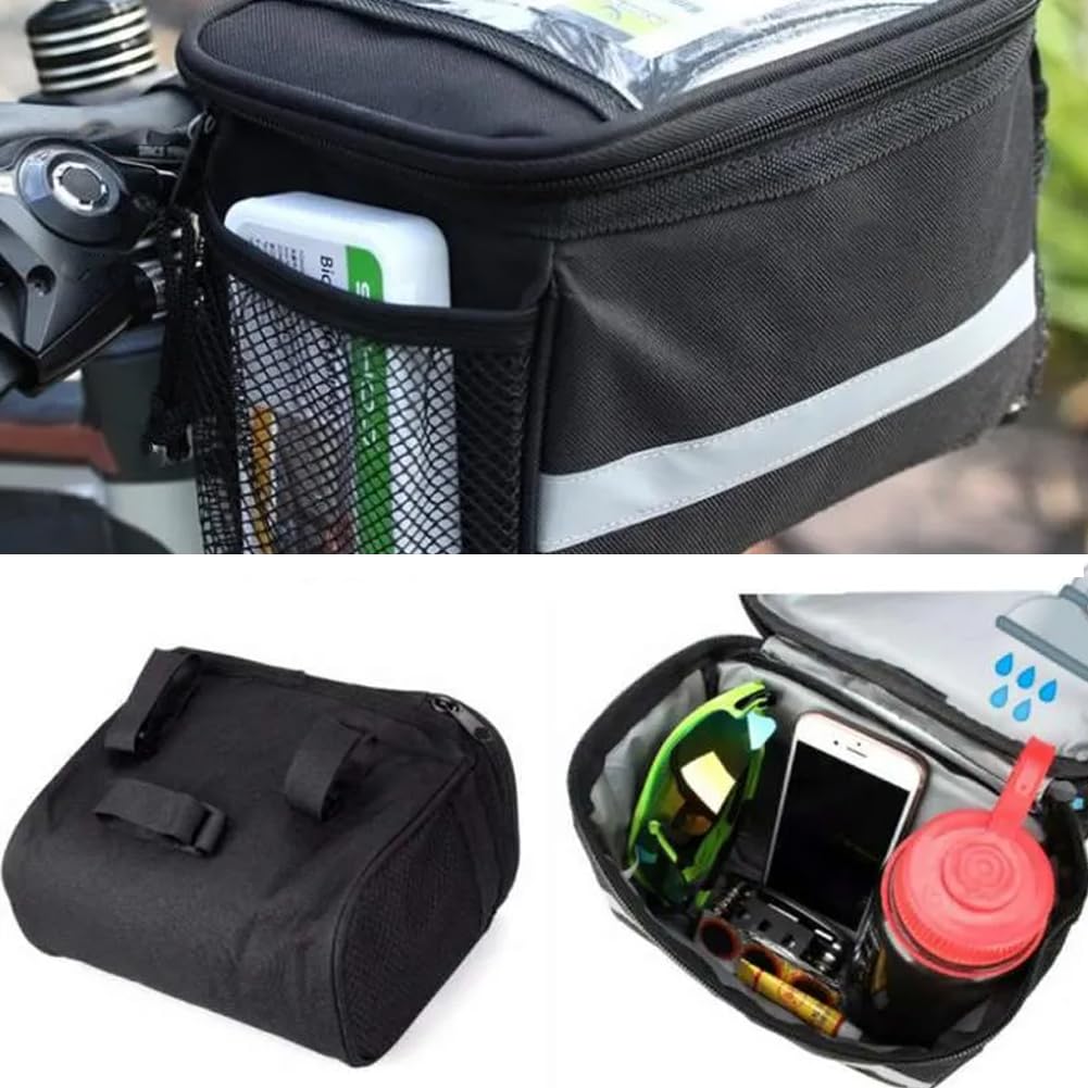 SEMINISMAR Borsa da Manubrio della Bicicletta,Borsa da Manubrio con Touch Screen in PVC,Portaborse per Bici,Impermeabile Borsa Telaio Bici con Funzione,Bicicletta Anteriore Borsa (Nero)