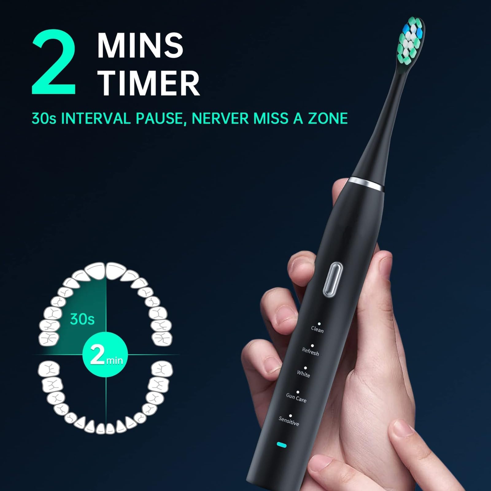 Spazzolino elettrico sonico a levitazione magnetica S100,spazzolino elettrico sonico ricaricabile, con setole morbide, per la cura delle gengive e oltre 30 giorni di autonomia.