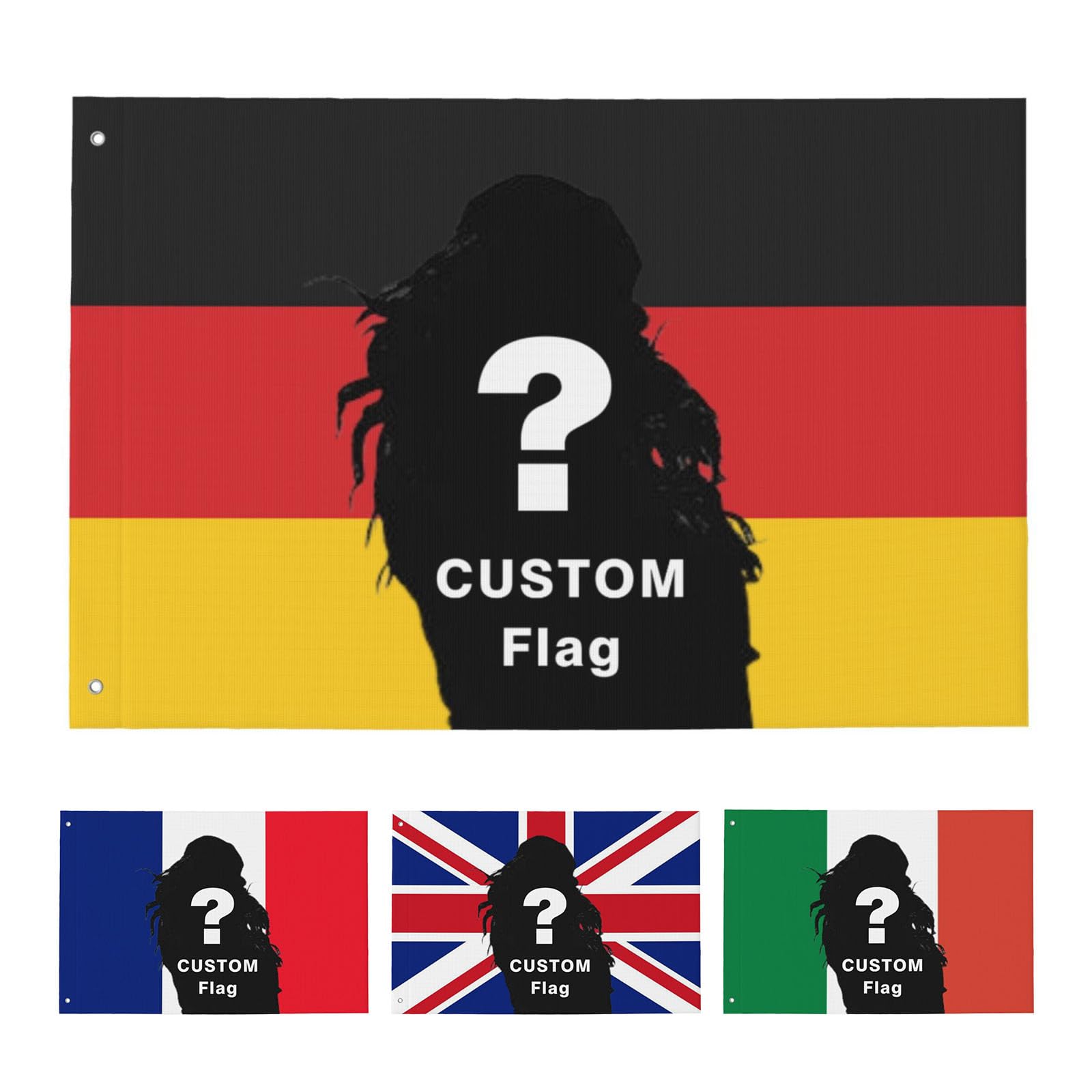 Custom Flag with Your Photo/Logo/Text, Personalized 3x2ft / 5x3ft / 6x4ft / 8x5ft, Personalised British Flag Design for Dorms, Bedrooms, Clubs, Concerts, Bars, Living Room